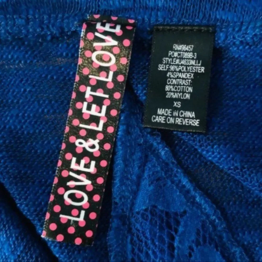 💙 Love And Let Love Blue Slub Lace Back Top Blue XS - Picture 7 of 7